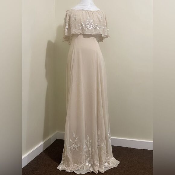 Brittany Dress from BHLDN with floral embroidery and delicate beading. - Picture 5 of 9